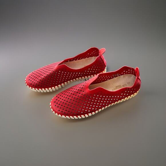 Ilse Jacobsen Norway Tulip Red Women’s 9.5 / 40 Leather Loafers Slip-On Flats - Picture 1 of 10